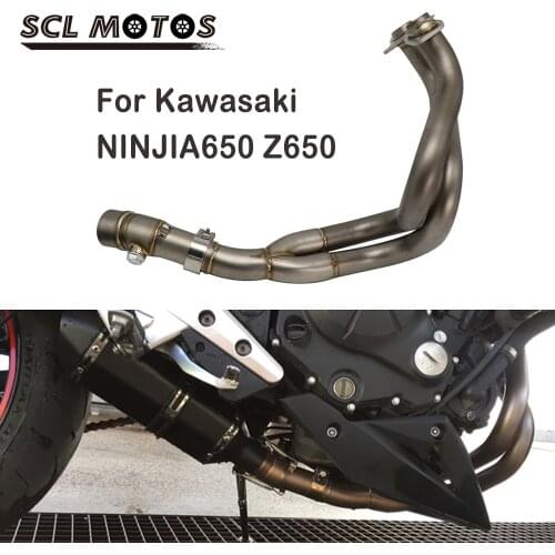 SCL MOTOS 1Set Motorcycle Stainless Steel Exhaust Mid Pipe Middle Link Pipe Full System For Kawasaki NINJIA650 Z650 2017-2019