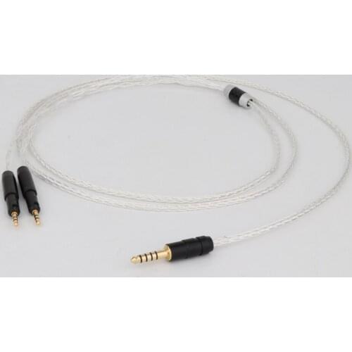 One Pieces 8Cores Silver Plated Headphone Cable With E0413 2.5mm/3.5mm/4.4mm Balanced Plug For ATH-R70X R70X