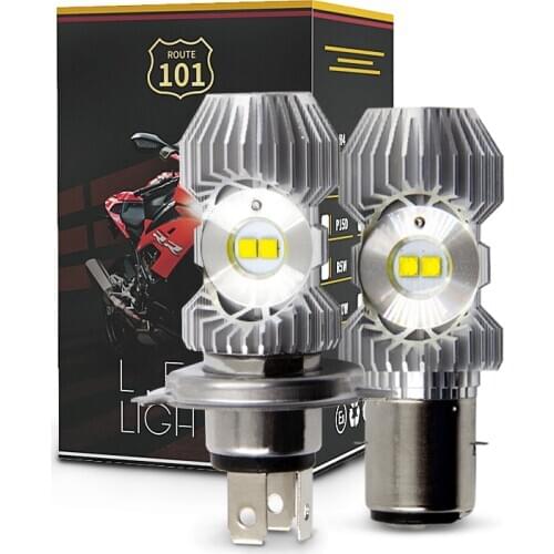 Route101 H4 LED Headlight for Motorcycle HS1 Hi/Lo Headlamp S2 H6 BA20D LED Moto White 12V Bulb 9-85V Motorbike Scooter ATV Lamp