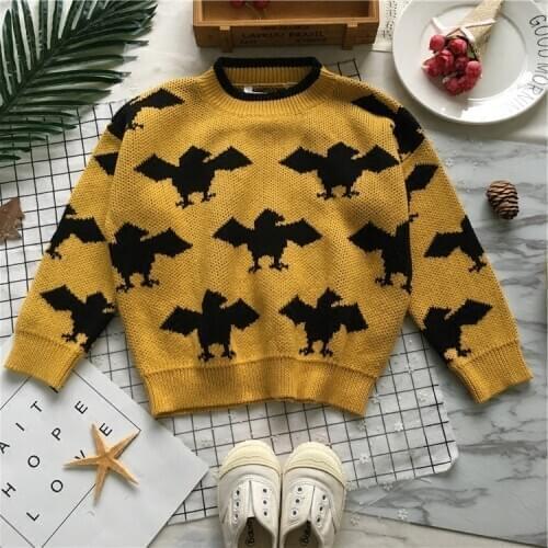 Tonytaobaby Autumn and Winter Clothes New Boys and Girls Ginger Bat Cotton Pullover Long Sleeve Sweater