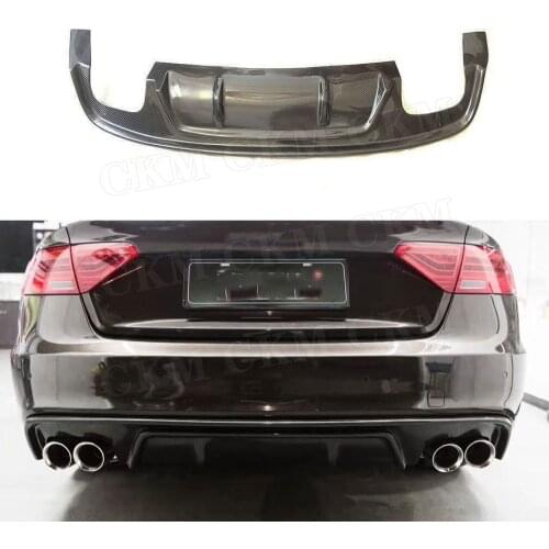 Carbon Fiber Material Rear Bumper Lip Diffuser Decoration for Audi A5 Sline S5 2013-2016 Fins Shark Style Diffuser