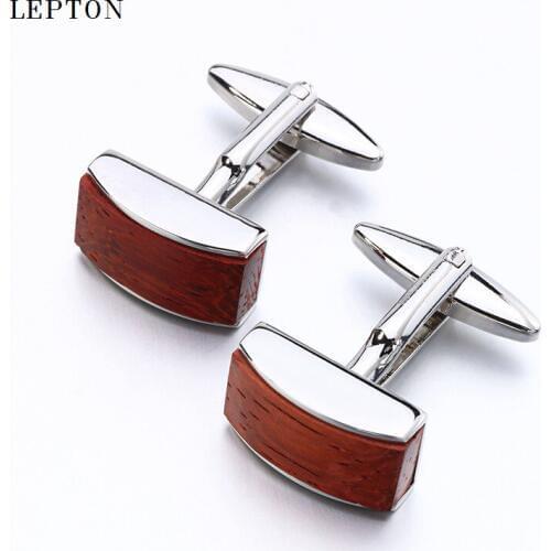 Hot Sale Square Wood Cufflinks For Mens Lepton Wooden cuff links Fashion Business Gift Men shirt cuffs Cufflink Drop Shipping