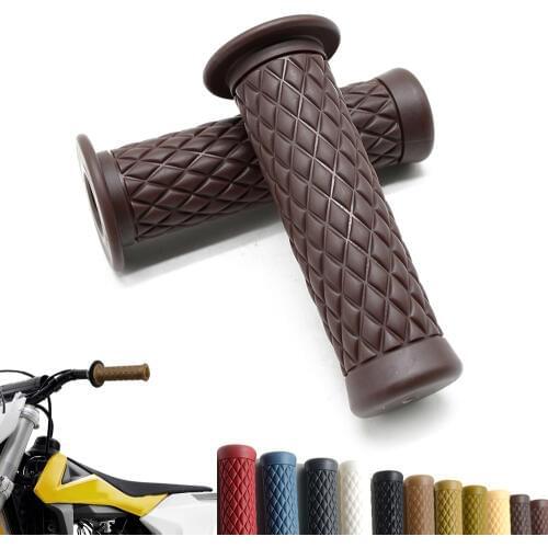1pair Motorcycle 7/8'' Retro Rubber Handlebar Hand Grip For Honda Suzuki Kawasaki Triumph Cafe Racer Bobber Custom