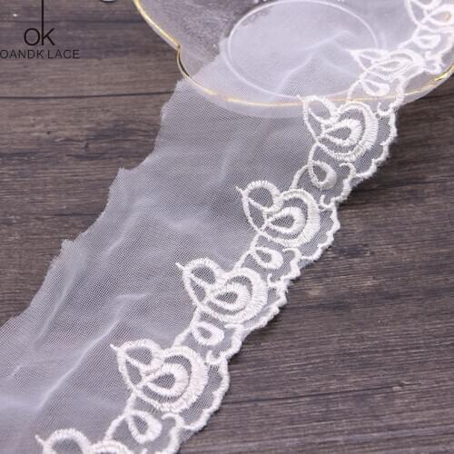 1 YARD lace cotton embroidery lace french gauze lace ribbon fabric diy trims handmade clothing wedding sewing Accessories