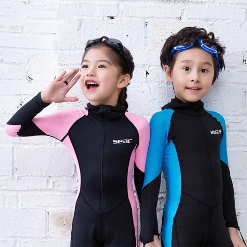 2021 Kids Wetsuits Long Sleeves Swimwears Diving Suits Boys Girls Surfing Children Rash Guards Snorkel One Pieces UV Protection