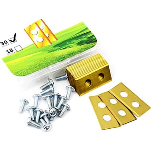 35 Pieces of Lawn Mower Blade Set Dual-hole Stainless Steel 36.2*18*0.9mm Gold-plated Titanium-plated Curved Garden Mower Blades