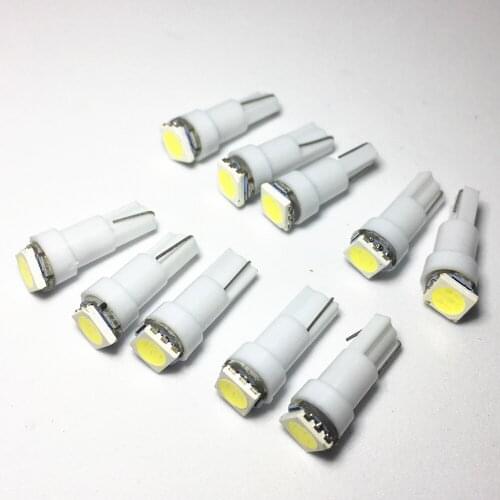 50pcs T5 led white blue red yellow green Instrument Light 17 37 73 74 SMD 5050 Auto LED Lamp Car Dashboard Bulb 12V 10X
