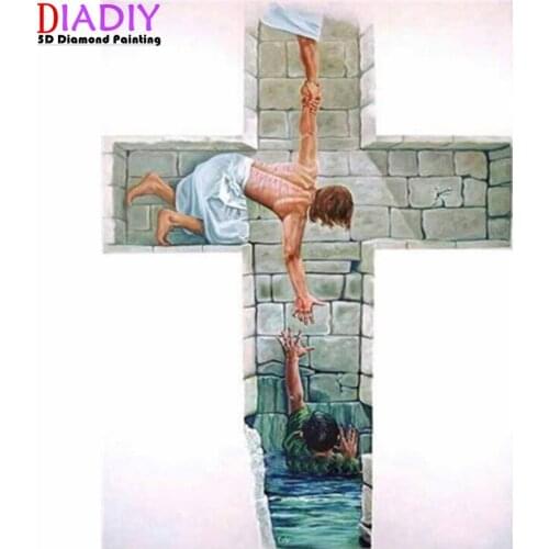 5D Diy Diamond Painting Religious Cross Landscape Diamond Embroidery Jesus Christian Religiou Icons Diamond Mosaic Cross Stitch