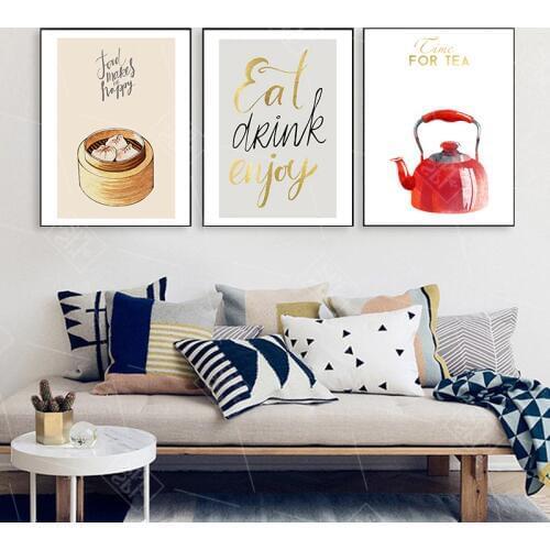 Abstract Home Decoration Posters Chinese Restaurant Dumplings Foods Hd Print Canvas Painting Wall Art Pictures for Kitchen Room