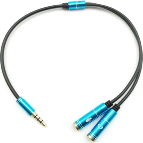Two-in-one audio Adapter Dual 3.5 MM Headphone Plug Audio Cables Splitter Microphone+Stereo plug 2 in 1 4 pole Headset Connector