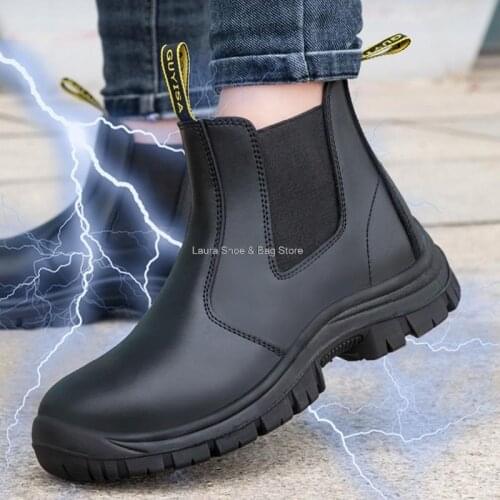 Anti-static Electrician shoes High Top Waterproof Men Safety Shoes Steel Toe Anti-smash Work Safety Boots Chelsea Safeti Boots