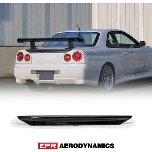 Car Accessories MI Style Fiberglass Rear Spoiler FRP Fiber Glass Trunk Wing Bootlid Splitter Lip For Nissan Skyline R34 GTR GTT