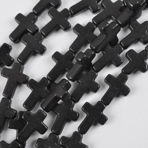 12x16MM Black Howlite Loose Beads Cross Strand 15.5 Inch Jewelry Making C061