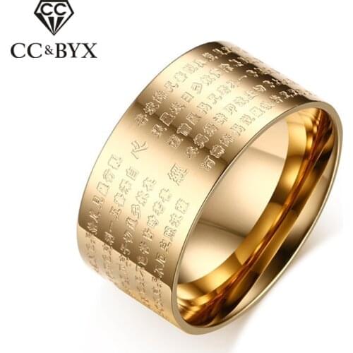 CC Titanium Steel Rings For Men And Women Religious Prajna Sutra Lection Ring Jewelry Drop Shipping CC1339b