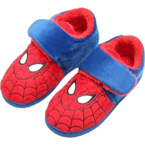 Disney childrens cotton slippers boys and girls autumn and winter cartoon warm non-slip soft-soled indoor shoes home shoes