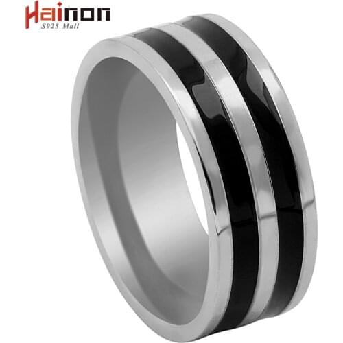 Hainon 2017 New Fashion Daily Wear Rings Top Quality Lead & Nickel Free Black Color Stainless Steel Men Party Rings Jewelry