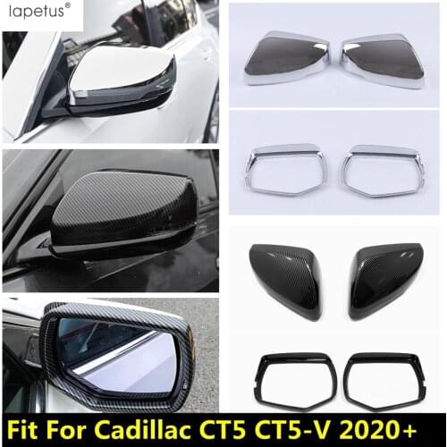 Lapetus Car Side Rearview Mirror Caps Cover Trim ABS Chrome / Carbon Fiber Look Accessories Fit For Cadillac CT5 CT5-V 2020 2021