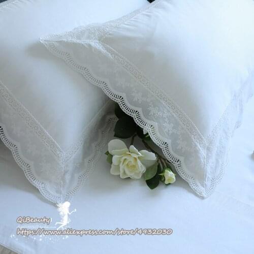 2pcs Flounced Lace Bedding Article Cotton Pillowcase European Embroidery Lace Pillowcase Luxury Pillowcases Princess Wedding