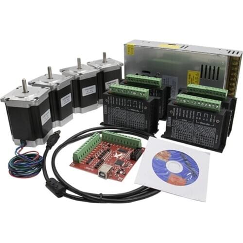 3/4 axis stepper motor Kit Nema23+TB6600/DM542 motor driver+MACH3 interface board+ power supply 350W CNC parts