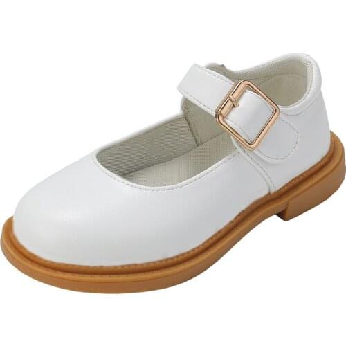 Girls Leather Shoes Children School Students Flats Kids Shoes Classic for Stage Performance Vintage Medium Big Black Comfortable