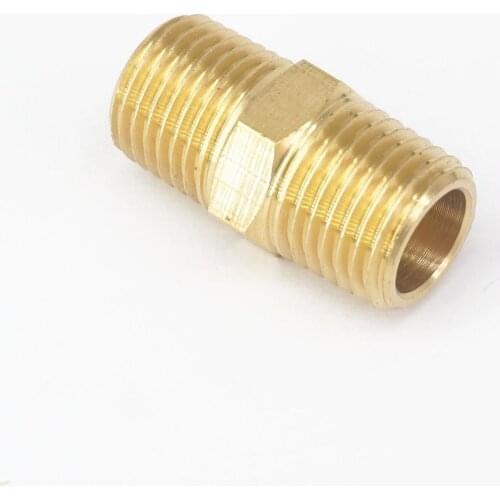 1/4" BSPT x 1/4" NPT Male Hex Nipple Reducer Brass Pipe Fitting Connector Adapter Water Gas Oil Fuel Max Pressure 229 PSI