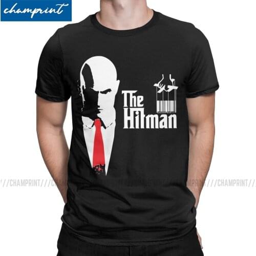 The Hitman The Godfather T-Shirt for Men Agent 47 Video Game Funny Tees Crewneck Short Sleeve T Shirt Birthday Present Tops