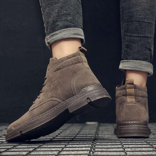 2021 new mens boots leather waterproof lace-up boots mens light casual shoes mens shoes