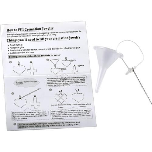 Wholesale or Retail Plastic Material Mini Funnel Fill Kits Cremation Jewelry Accessories Filling Kit with Specification for ash