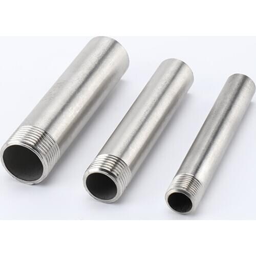 1/4" 3/8" 1/2" 3/4" 1" BSP Male 304 Stainless Steel Water Pipe Connector Weld Pipe Nipple Coupling Fitting Length 100mm