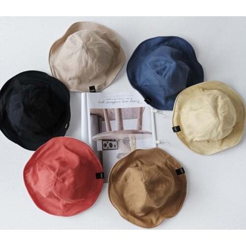 Kids Boys Girls Bucket Hat 2021 New Style Spring Baby Infant Fisherman Cap Solid Color Panama Beach Caps Summer Sun Hats