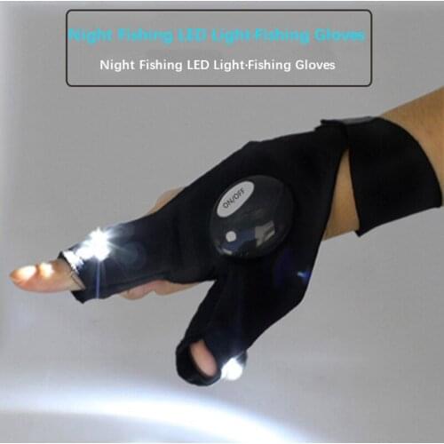 LED Fishing Half Finger Gloves Half Finger Sports Lighting Fishing Gloves Outdoor Glowing Gloves With Lights Bicycle Gloves