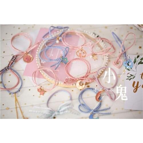 1pcs lolita sweet galaxy hair rope star moon bowtie hairdress romantic hair acceroies B535