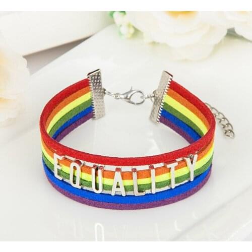 Gay LGBT Rainbow Bracelet with Same Sex Letters Gay Pride Jewelry
