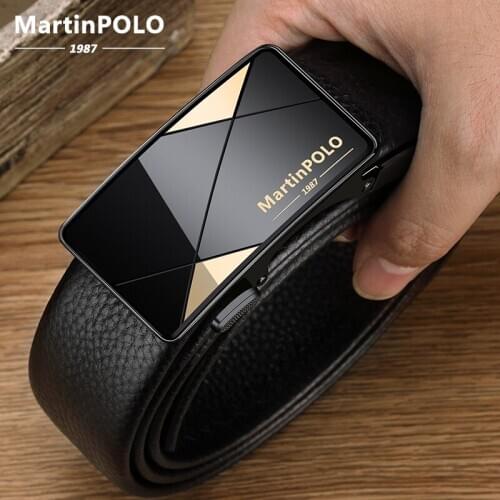 MartinPOLO Automatic Buckle Belt Men Genuine Cow Leather Belts for Men Elegant Formal Belt Ceinture Homme Luxe Marque MP4903P
