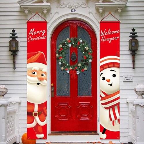 Christmas holiday Door Oxford cloth Red grid flag banner festival couplets decorations couplet curtain party flag outdoo Garden
