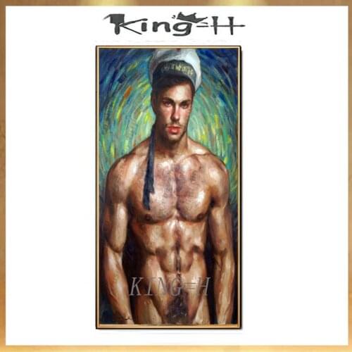 Hand-painted Handsome Boy Portrait TOP COOL NUDE art painting --nude male MEN oil painting male art GAY ART ON CANVAS