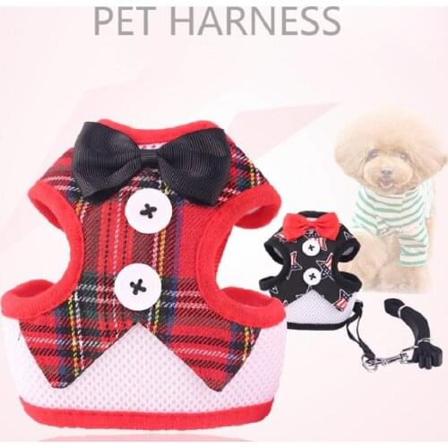 Pet Harness Leash Adjustable Dog Vest Mesh Tuxedo Harness For Small Dog Kitten Perfect For Party Wedding Holiday Pet Accessories