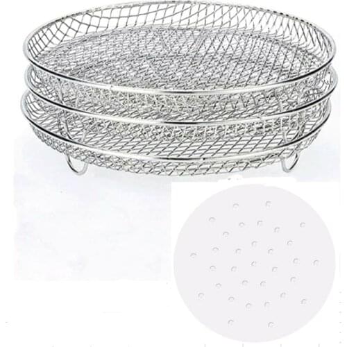 Air Fryer Rack Three Stackable Racks for Gowise Phillips Cozyna Ninja Air Fryer,Air Fryer Rack with Non-Sticky Paper