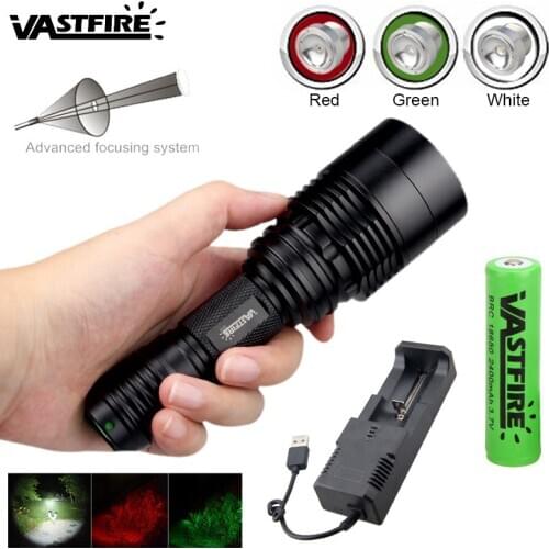 Tactical C11 Zoomable XRE Red/Green/White 3 Beads LED Hunting Flashlight Remote Pressure Switch Scout Weapon Light Tail Button
