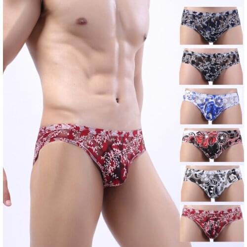 4PCS Men Briefs Man Jockstrap Male Underwear Cueca Tanga Slip Homme Kincker For Men Quick Dry Gay Bikini Briefs Mesh Print HT055