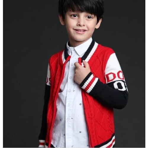 2021 Spring Childrens Clothes Boys Sweaters Causal Zipper Cotton Knitted Cardigan Sweaters For Boys Big Kids Outerwears
