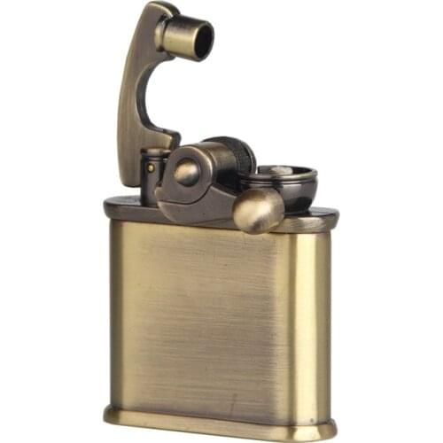 High Grade Kerosene Lighter Old Retro Copper Cigarette Lighter Refillable Press Ignition Mens Smoking Tools with Original Box