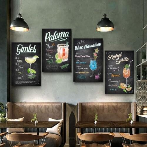 Western Restaurant Club Bar Pub Cafe Cocktail Drinks Posters And Prints Dining Room Kitchen Wall Art Pictures Canvas Painting