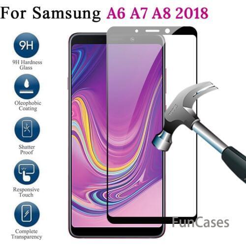 Protective Glass For Samsung Galaxy A7 2018 Case Cover Tempered Glass on For Samsung A7 2018 A6 A8 Plus A730 A 7 A750 7A 6A Film
