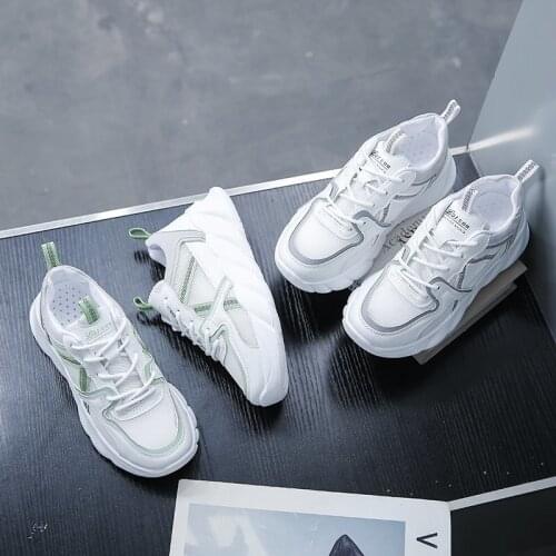 Womens Sports Shoes 2021 New Round Toe Fashion Mesh Breathable Casual Lace-up Platform Heel Casual Womens Shoes