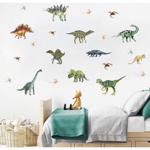 Zollor 4PCS Cratoon Animal Dinosaur World Wall Sticker Children room Kindergarten Classroom Creative Decorative Sticker