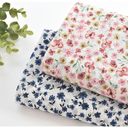 1meter 100% cotton navy floral fabric for Childrens skirt dress DIY Summer clothes bag handwork fabric art XMT