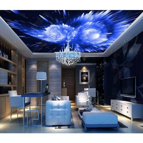 1817 3D Abstract Clouds Printing stretch ceiling film for workshop ceiling decoration