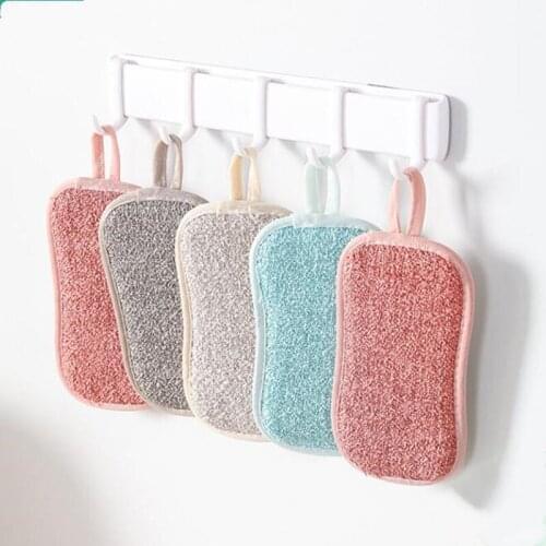 3Pcs Microfiber Kitchen Scrub Sponge Dishwashing Cloth Washing Up Cleaner Heavy Duty Scouring Pads Household Cleaning Wash Cloth