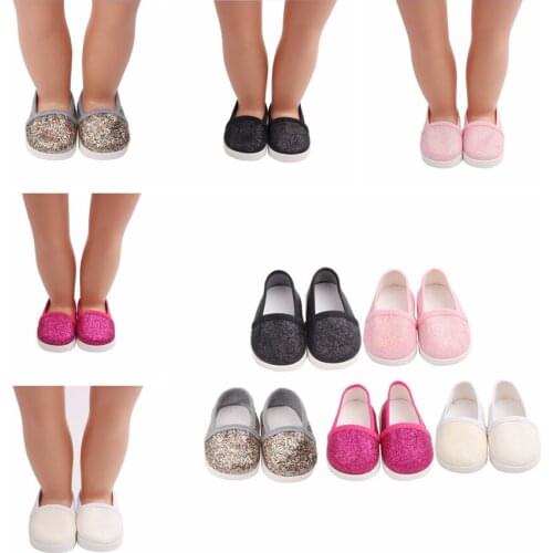 7cm Mini Shoes For Born Baby Doll Single Shoes fits For 18 inch Girl Doll Sequin Shoes Doll Dress Up Accessories